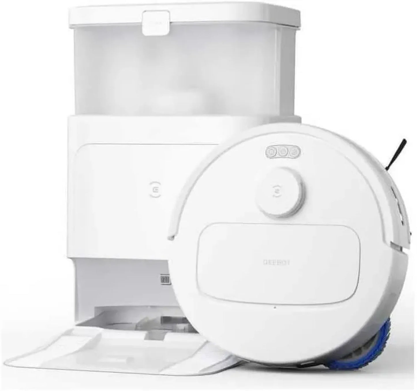 ECOVACS N30 PRO Aspirateur Robot avec Station Tout-en-Un, 10000Pa, Brosse ZeroTangle 2.0, Nettoyage à l'Eau Chaude 60°C, TruEdge Adaptatif, Blanc