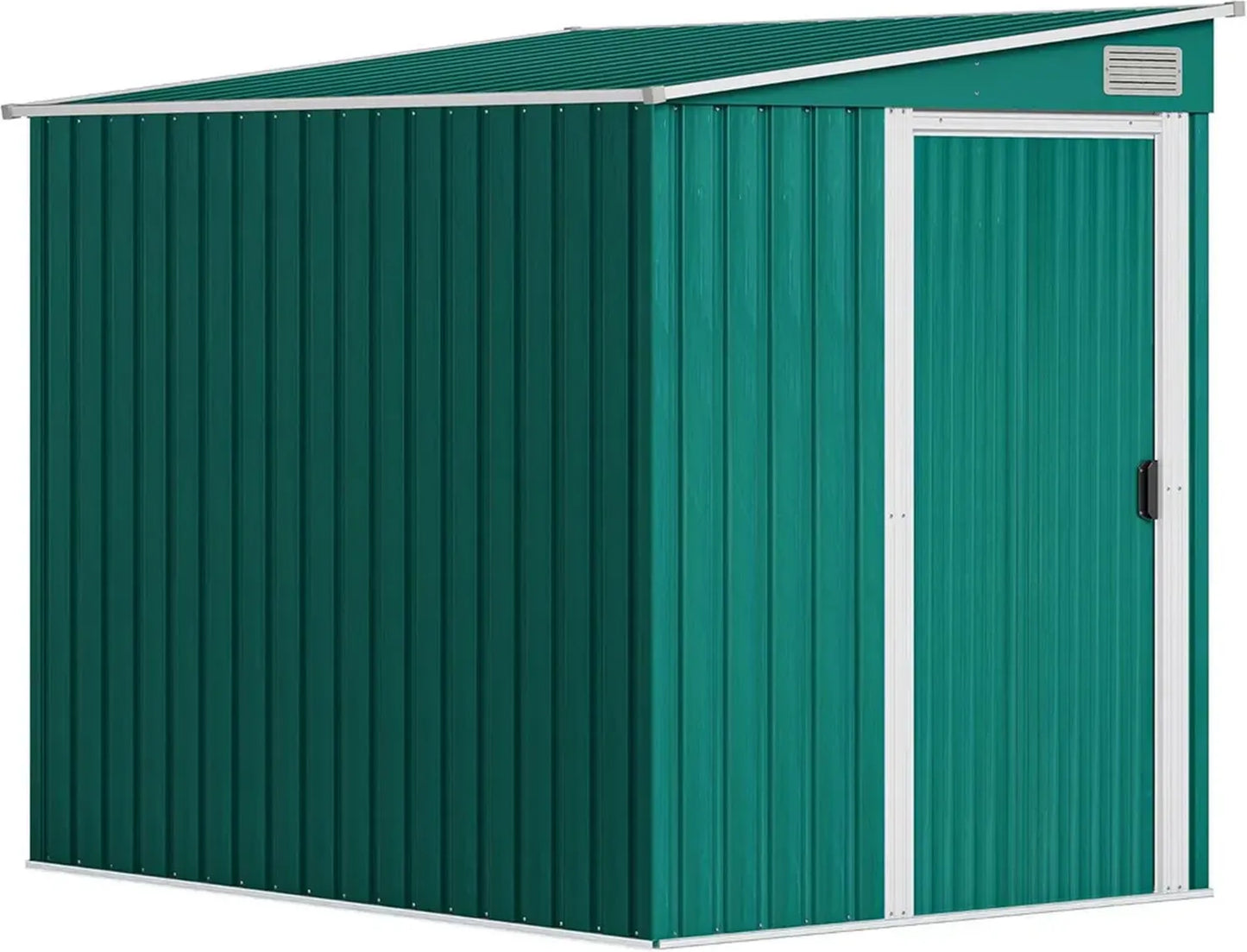 Abri de Jardin Métallique 2,81 m² avec Fondations et Étagères Ajustables - Vert